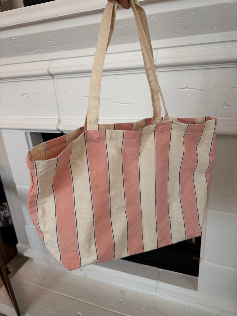 Sézane Pink and Cream Striped Bonjour Amour from Paris Canvas Tote - Picture 3 of 3
